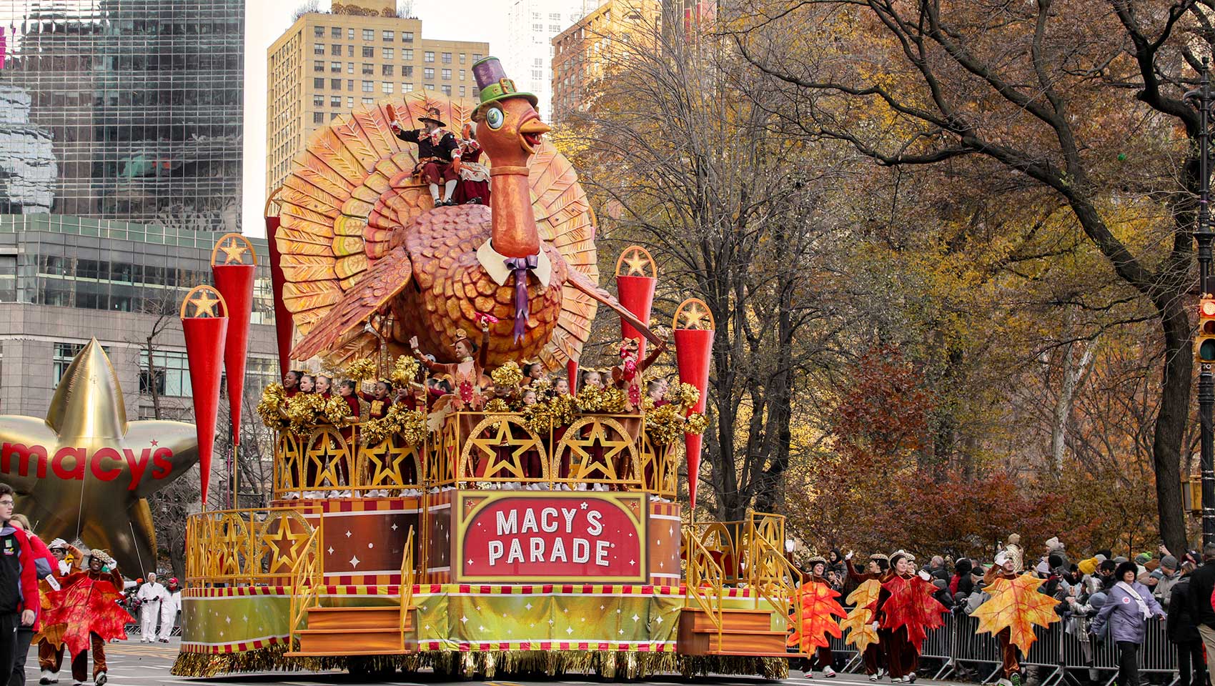 Turkey float in holiday parade